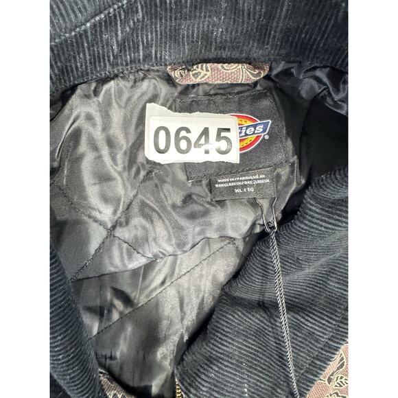 DICKIES Ellis Floral Print Duck Brown Canvas Mens XL Jacket Corduroy Collar - Picture 15 of 16